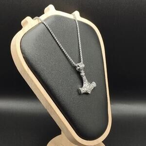 Stainless Steel Thors Hammer Necklace Viking Norse Mythology Birthday Gift NEW!
